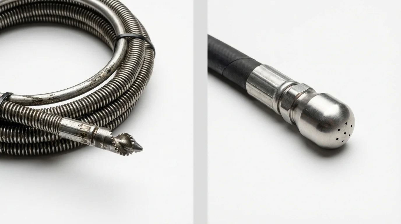 Drain snake cable and hydro jetting nozzle used for drain cleaning in Palenville, NY
