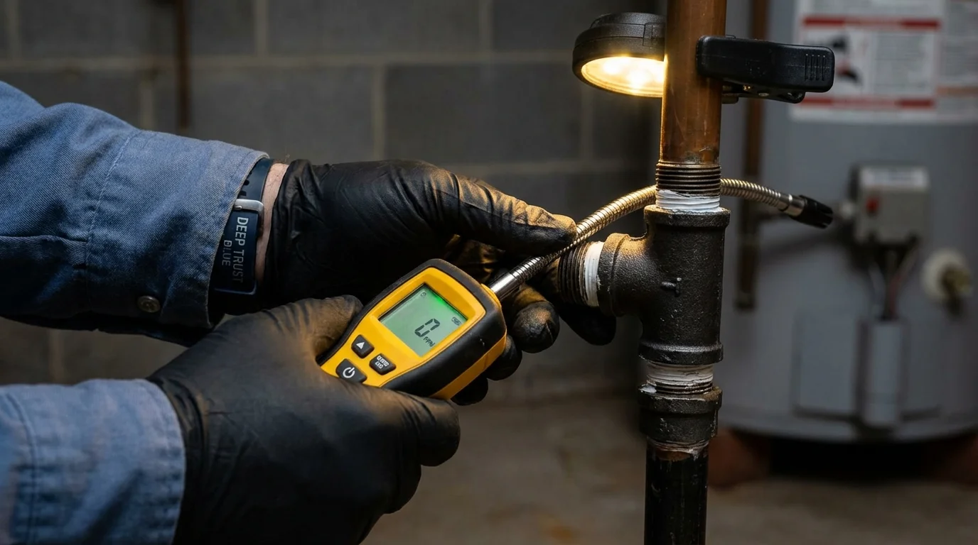Gas leak detection with electronic sniffer by Johns Plumbing LLC in Palenville