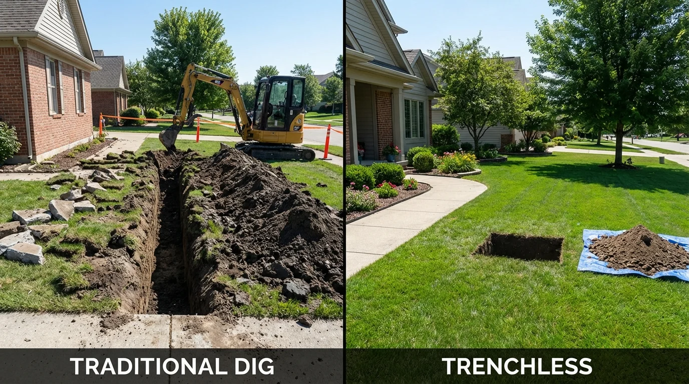 Trenchless sewer repair with minimal yard damage versus traditional excavation in Palenville, NY